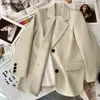 Women garnitury Blazers Women Classic Solid Allmatch Office Ladies Retro Przytulne eleganckie modne Trendy Ins Style Koreański Zima Zima Podstawowa projekt Prosty 230817