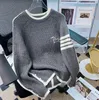 여자 스웨터 2023 가을/겨울 뉴 여자 스트라이프 컬러 둥근 목 풀 오버 두꺼운 여자 최고 스웨터