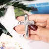 Naszyjniki wiszące 925 Srebrna Znakomita Biblia Jezus Cross Naszyjnik dla kobiet mężczyzn Crucifix Symulowany platynowa biżuteria diamentowa N028 230817