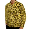 Herren Polos Leopard Tier Polo-Hemden Herbst Limegrün und schwarzes lässiges Hemd Langarm Turn-Down-Kragen Y2K gedruckt übergroße T-Shirts