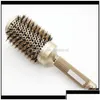 Hårborstar Nano Ionic Boar Borstle Brush Salon Comb Barrel Blow Dry Round In 4 Sizes Professional Styling Tools B-087 TX30A Drop Del DHX3K