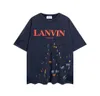 Lanvin Shirts High Edition New Lanvinsシャツ同じ半袖の文字刺繍ラウンドネックTシャツ8E1p DWA0