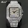 Другие часы Miss Ice Out Square Watch для мужчин Top Brand Luxury Full Diamond Mens Ultra Thin Waterpronation Hip Hop Clock Drop 230816