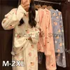 2022 Winter Flannel Pyjamas Cartoon Long Sleeve Coral Fleece Warm Sleepwear Long Wear Women Pajamas Animal Pajamas x0817