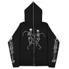 Men's Hoodies Y2K Gothic Funny Anime Print Plus Fleece Mens Women Hoody Jacket Coat Zip Cardigan Couple Hip Hop Streetwear Sweatshirts