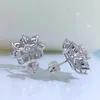 Charm Ewya 100 Real S925 Sterling Silver Floral Zirkon Stud Earring Hoge koolstof Diamant oorbuien Fijne sieraden Gift 230817