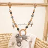 Baby Toy Wooden Pram Clip Baby Pram Baby Bed Hanging Rattles Toy Rattle Baby Wooden Teether Necklace Teething Beads HKD230817