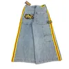 Men's Jeans Harajuku Letter Pattern Printed Baggy Cow Wide Leg Pants Y2K For Man Retro Casual Hip Hop Streetwear