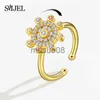 Band Rings SMJEL Fidget Spinner Ring Anxiety for Women Multiple Crystal Flower Eye Butterfly Animal Ring Rotate Anti Stress Wedding Jewerly J230817