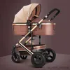 Strollers# New Luxury Baby Stroller Portable High Landscape Reversible Stroller Four wheels Strollers Travel Pram baby carriage R230817