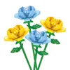 Block 1st Romantic Rose Building Blocks Blue/Yellow/Pink Rose Simulation Flower 3D Monterad Model Toy B For Girl Friend Gift R230817