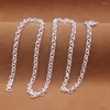 Kedjor 999 Pure Silver Necklace For Women 4mm Bredd Rolo Link 45 cm Längd Tröjekedja 15-16G