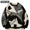 Męskie swetry Harajuku retro graffiti gwiazda Jumper Knit Sweter męski Zimowy zimowy koreański dziadek pullover brzydki sweter kobiet Y2K Grunge 230816