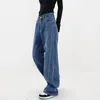 Jeans pour femmes Pantalon bleu pour femmes pour femmes taille haute 2023 Mode Baggy Long Denim Pantalon Zipper Doux Confortable Coton Jean Casual