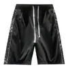 Shorts masculinos masculinos de rua quinta calça cargo de retalhos da moda com cintura elástica de verão legal butts viajando preto