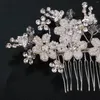 Haarklammern Perle Blumenhaarnadelte Seite handgefertigt silberne Farbe Einsatz Kämme Einfache Mädchen Kopfbedeckung Hochzeit Braut Kopfschmuck für Frauen