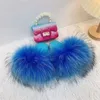 GAI Kids tofflor och handväska Set Wholesale Fluffy Fur SlideShow Toddler Girl Shoes Child Rainbow Sandaler Jelly Bag Set 230816 GAI