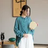 Aktiva skjortor Bomullslinne Kvinnor Yoga Tai Chi Meditation Kinesisk stil Öppen Front Jacket Cardigan Casual Travel Workout Kungfu Shirt