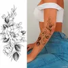 Tatuagens temporárias de 100 peças LOT Black Flor Rosa Adesivo à prova d'água Atacos de cobra letra do corpo Henna Henna Manga falsa 2308017