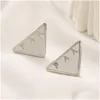 Stud Designer Triangle Earrings 2023 Style Luxury Jewelry Love Women Gift Stainless Steel Black Letter Family Drop Delivery Dhs0J