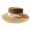 Breite Krempelnhüte 2023 Brand Flat Circular Top Sun Hut Strohkappe für Frauen Summer Visor Caming Fischereiferien Vintage Vintage