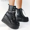 Boots Brand Design Gothic Style INS Hot Sale Fashion Boots Women Shoes Autumn Punk Black High Heels Platform Wedges Boots Female T230817