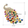 Pins Brooches Fashion Rhinestone Peacock Bird Women Beauty Animal S Party Office Brooch Pins Gifts Drop Delivery Jewelry Dhuja