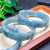 Strand Natural Aquamarine Brangle Bracelet Fashion Женщины заживление ювелирных украшений Gemstone Рейки Энергетический камень праздник 10x14 мм