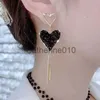 Charm Asymmetrical Retro Black Heart Earrings For Women 2023 Korean New Fashion Simple Elegant Jewelry Wholesale Birthday Gift J230817