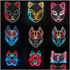 Party Masks Demon Slayer Glowing El Wire Mask Kimetsu No Yaiba Characters Cosplay Costume Accessories Japanese Fox Halloween Led Zt072 Dhpew