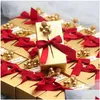 Favor Holders Gold Red Square 13x8x3.5cm Box Chocolate Party Candy Boxes Bridal Shower Baby Birthday Festival Package Drop Delivery EV DHP2Z
