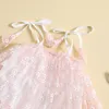 Girl's Dresses Baby Girl Dress Lacing Straps Flower Print Mesh Patchwork Dress for Daily Party 3Months-3Years R230816
