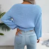 Swetery kobiet 2023 Casual Twist Lantern Sleeve Krótki talia SWEAT SWEAT AUTN Zimowa długa top na 23792