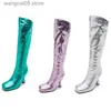 Boots Fashion Glitter Sequined Leather Women Knee High Boots Autumn Winter High heels Long boots Elegant Party Prom Shoes Botas mujer T230817