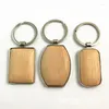 Keychains tomma trä Diy Pendant Wood Heart Oval Borte Key Chain Metal Keyring Jewelry Decor Presentförsörjning