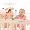 Baby Wood Bed Bell Toys Rainbow Rocket Rattles Hanging Pendant Newborn Toys Crib Bracket Education Montessori Toys HKD230817