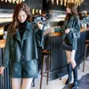 Women's Tracksuits Two Piece Sets Womens Outifits Autumn Winter Streetwear Outerwear Fur Jacket Clothes Motorcycle Suit Coats Top And Shorts