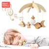 1Set Ins Baby Bett Glocke Mond Form Holzhalter Stern Mondbett Hängende Windspielzeug Krippen Dekoration Geburtsgeschenk HKD230817