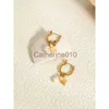 Charm Yachan 18K Gold Bated Brincos de argola de aço inoxidável para mulheres Charms rosa de pedra natural Jóias impermeáveis ​​J230817