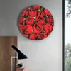 Wall Clocks Red Roses Flower Modern Clock For Home Office Decoration Living Room Bathroom Decor Needle Hanging Watch