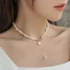 Choker Doppelschicht Perlen Schlüsselbeutel Kette Frauen Vintage Halskette Großhandel