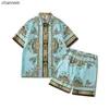 Mäns T-shirts Men's Casablanca Style Summer Hawaiian Shirt Men Vintage Luxury Palace Digital Print Kort ärmskjorta och shorts Set för Beach HKD230817