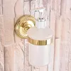 Liquid Soap Dispenser Gold Color Brass Wall Mounted Kitchen Bathroom Sink Basin Accessory Glass Tba589