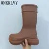 Vestido sapatos planos grossos joelhos altos botas de chuva cor de borracha cor de cor de vazamento à prova d'água, outono, cavaleiro long unisex 2023 230816