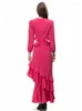 Sukienki swobodne żeńska wysokiej jakości moda impreza czerwona wiosna jesień wyjątkowa elegancka plisowana luksusowa słodka elegancka seksowna syrena długa sukienka