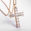 Pendant Necklaces New Fashion Necklaces Female Pendants Gold Multi Color Crystal Jesus Cross Pendant for Women Necklace Party Leisure Time Jewelry J230817