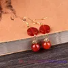 Dangle Earrings Red Jade Beaded Women Charmer Talismans Chinese Amulets 925 Silver NaturalAccessories Gifts Jadeite Designer