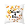 Pillow Case Maple Leaf Pumpkin Thanksgiving autumn single-sided polyester cover Office cushion cover living room cover HKD230817