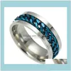 Полосы кольца 4 цвета нержавеющая сталь подвижное спиновая цепь титановый ногтевой кольцо для женщин для женщин, мужские ювелирные изделия подарок gzsvr ykat7 Drop Delivery dhrhi