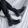 Buty podzielone skórzane buty chelsea dla mężczyzn platforma kostki buty męskie gęste dolne buty motocyklowe sprężyna męskie masywne buty zwykłe 230816